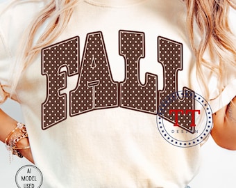 Herbstliche Sportbuchstaben mit Polka-Dots (PNG): Braun, einfarbig, Used-Look, Grunge-Stil, geschwungene Schrift (Digitaler Download)