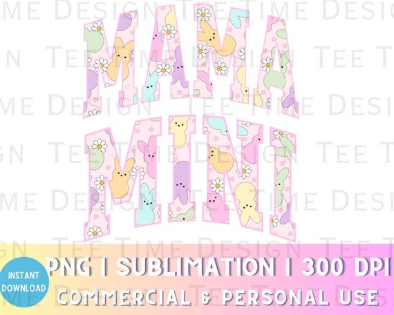 Easter Peeps Mama Mini png, Easter Sublimation Design, MAMA MINI Matching Digital Design, Trendy Fun Easter Peeps T Shirt Design