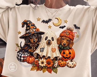 Dachshund png, Halloween Coquette Fall PNG, Impasto Paint png, Cute Puppy Dog Trendy Fall, Fall Girly