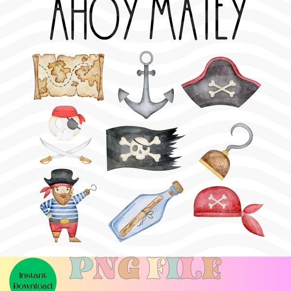 Pirate PNG, Fun Pirate tshirt png, Ahoy Matey png, Summer png, Trendy Summer tshirt png, aesthetic png, DTF png designs, pirates life