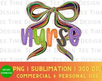 Spooky Nurse Halloween PNG: fiocco con pennellate, design glitter oro (download digitale)