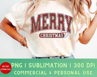 Tartan Plaid Varsity Athletic Merry Christmas Coquette png sublimatieontwerp Girly Xmas feestdagen