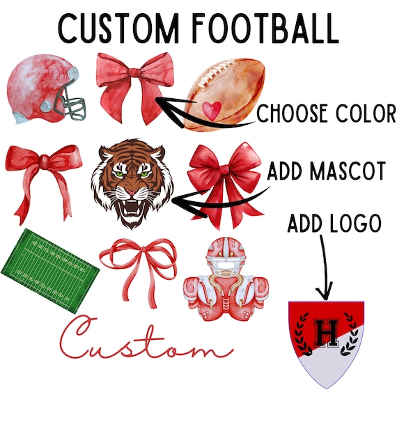 Custom Football PNG, College png, Team png, Coquette Bow, Preppy Football png, Trendy Coquette png, Personalized Design,High School Football