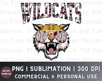 Sonnenbrille im Camouflage-Wildcats-Design für Spieltage – Maskottchen-Design in Kastanienbraun, Schwarz und Grau – Sportlich, gebogen, mit Varsity-Buchstaben – Teamgeist