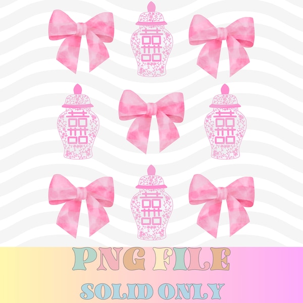 Coquette Pink Ginger Jar PNG, DTF Designs, Ginger Jar png, Chinoiserie png, Coquette Bow png, bow png, Aesthetic png, Preppy Ginger Jar png