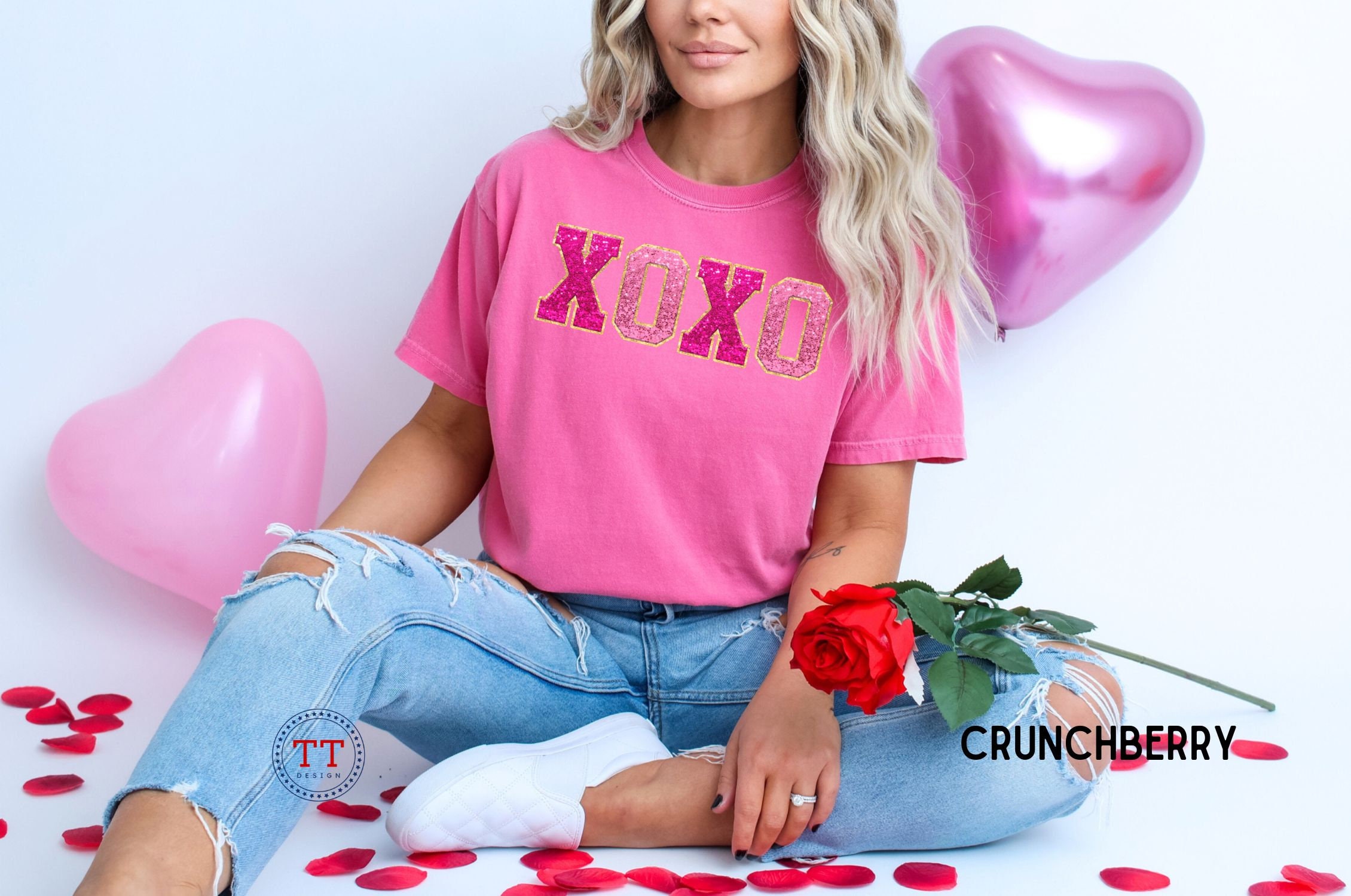 Valentines Day XOXO Faux Sequin Glitter Sublimation PNG Design ...