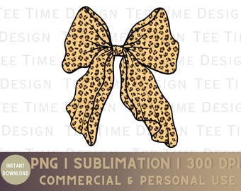 Tan and Black Leopard Coquette Bow PNG Animal Print Trendy DTF png Cheetah Preppy Coquette png, Girly png Aesthetic