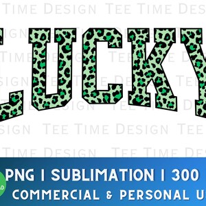 Lucky St Patrick's Day Arched Varsity Letter Coquette Leopardo Verde PNG Retro Girls Preppy Animal Leopardo Estampa Sublimação Download Digital