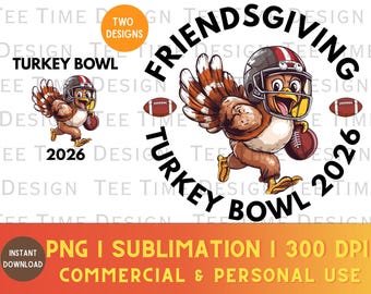 Friendsgiving Football (PNG), Thanksgiving-Gruppen-Shirts 2026, Turkey Bowl Sportdesign (PNG)