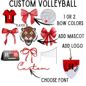 Coquette de volley-ball personnalisée PNG, Coquette de sport universitaire png Coquette de noeud papillon preppy de volley-ball png Équipe Coquette de conception personnalisée lycée image 1