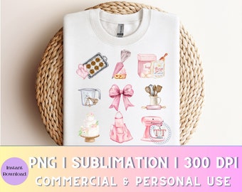 Baking Coquette PNG, Baker png, Coquette png, Gift for Baker, Aesthetic PNG, Soft Girl Era, Trendy Design, dtf png, Occupation, Baked Goods
