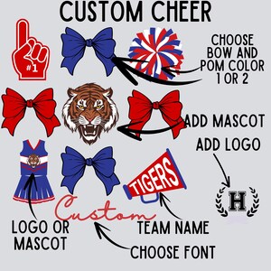 Custom Cheer Coquette PNG, College Coquette Sports Cheerleading 3X3 Grid Bow Preppy png Team Coquette Personalized Design High School