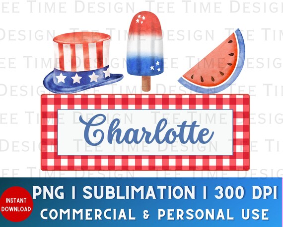 CustomIzable Watercolor Patriotic PNG Personalizable Kid’s 4th of July Gingham Fun Summer Shirt Sublimation dtf png Preppy Design