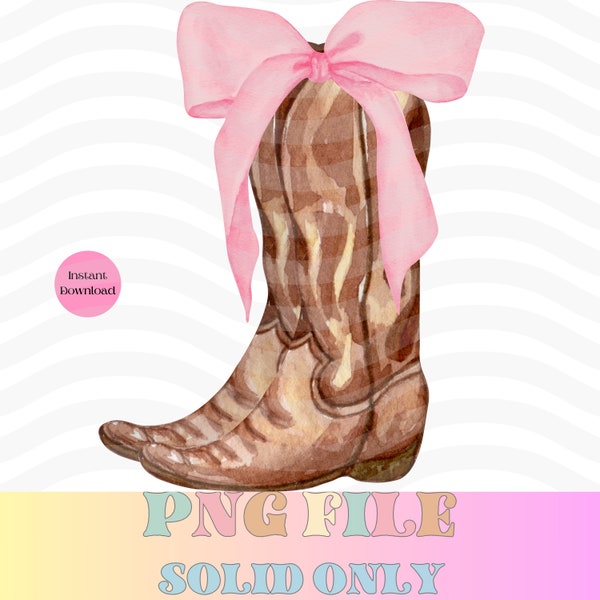 Coquette Cowgirl PNG, Western Sublimation Design, Soft Girl Era, Trendy Coquette Shirt, Cowgirl Boots png, Boots with bows, pink bow png