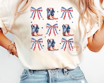 Botas de coqueta del 4 de julio PNG, Bota de coqueta, png patriótico, png de América, botas de coqueta de arco de moda png, chica americana png, 4 de julio PNG
