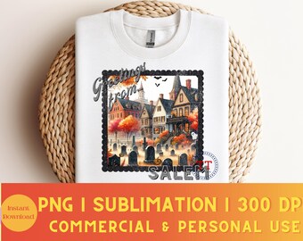 Salem PNG, Halloween png, Witch png, Spooky Season png, Vintage Design, Retro Halloween, Haunted Town, dtf png transfer