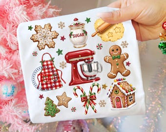 Christmas Baking Coquette PNG, Thick Impasto Paint Brushstroke Vintage Design, Gingerbread Cookie Polka Dot Coquette Bow, Acrylic Paint