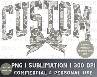 Personalized Old School Camo png, Athletic Varsity Letter, School Mascot Military Hunting PNG Design,  Custom Camouflage Distressed Name