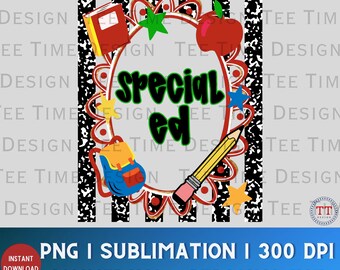 Special Ed Striped Scalloped PNG: Back to School, SPED Composition Notebook, Doodle Letters (Digital Download)
