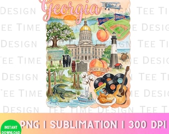 T-Shirt „Sommerurlaub in Georgia“, „Junggesellinnenabschied bei einer Hochzeit im Ausland“, „Vintage-Briefmarken-Shirt (PNG)“, trendiges, preppy-tropisches Blumenmuster (PNG) aus Savannah