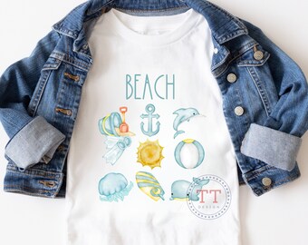 Summer Beach Scene PNG, Watercolor Clipart (Digital Download)