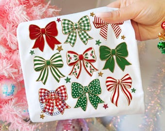 Coquette Christmas PNG, Christmas Bows png, Thick Impasto Paint, DTF png transfer, Holiday Coquette png, Christmas Girly Aesthetic