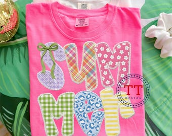 Faux Quilted Summer Doodle Letter, Preppy Lace Beach Coquette PNG, Retro Floral Trendy, Girly Summer Beach (Digital Download)