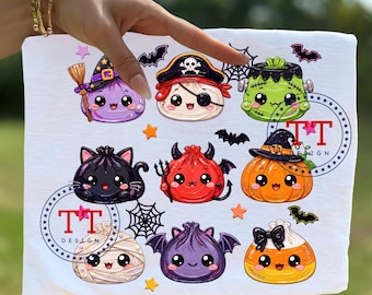 Halloween Dumpling PNG, Trendy Kawaii T-shirt design, Thick Brushstroke Impasto Paint, Ghost Witch Pumpkin Spooky Season