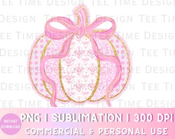 Preppy Grandmillenial Rosa Spets Chinoiserie Pumpa png, Coquette Brushstroke Guld Glitter Rosett PNG, Höst Girly Design, Höstestetik