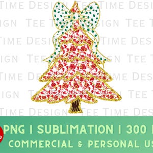 Chinoiserie Coquette Gold Glitter Christmas Tree PNG, Red Toile Christmas Tree png, Coquette Bow png,  Grandmillenial png, Dalmation Dots