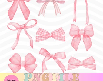 Lazos de coqueta PNG, Lazo rosa PNG, Coqueta PNG, Diseño de sublimación, Coqueta de moda PNG, Diseño de collage de lazos, Era de chica suave, Estética png
