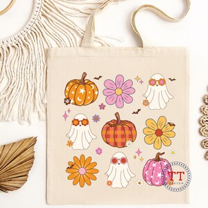 Retro Pumpkin png, Retro Ghost png, Groovy Halloween png, Fun Halloween png, Fall Coquette Bow PNG, Fall vibes, Retro Fall, Cute T-shirt image 9