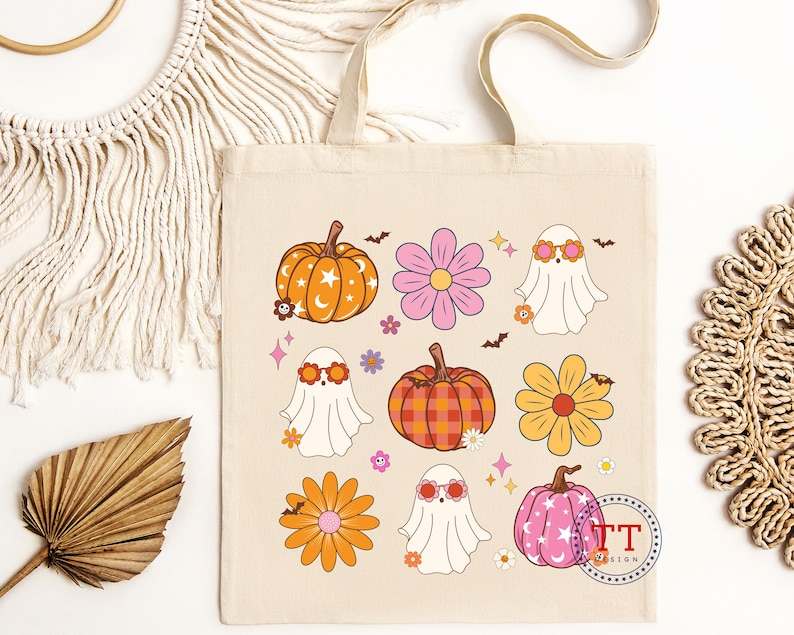 Retro Pumpkin png, Retro Ghost png, Groovy Halloween png, Fun Halloween png, Fall Coquette Bow PNG, Fall vibes, Retro Fall, Cute T-shirt image 9