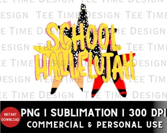 Back to School Hallelujah Design, Trendy Shirt, Bright Preppy Bookish Composition Notebook Pencil (Digital Download)