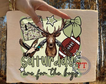 Old School Camo Hunting Saturdays are for the Boys, Mallard Duck Deer Hunting Season Camouflage Coquette Bow Girls Preppy Whimsical Border