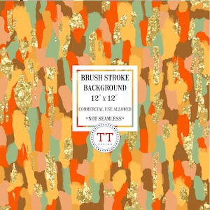 Autumn Color brushstrokes digital download pattern paper, brush strokes gold glitter paper, hand drawn acrylic brushstroke for png designs