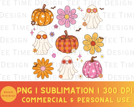 Retro Pumpkin png, Retro Ghost png, Groovy Halloween png, Fun Halloween png, Fall Coquette Bow PNG, Fall vibes, Retro Fall, Cute T-shirt
