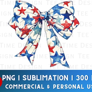 Pu&ograve; includere: Un fiocco ad acquerello con stelle rosse e blu su uno sfondo bianco. Il fiocco &egrave; annodato e le estremit&agrave; sono fluttuanti. Il fiocco &egrave; perfetto per l'artigianato e i progetti patriottici.