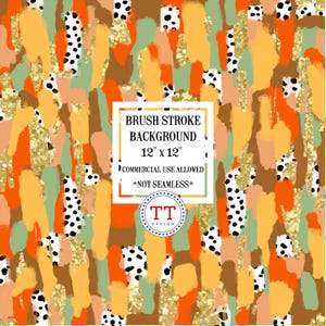 Autumn Color brushstrokes digital download pattern paper, gold glitter dalmation dots brush stroke paper, hand drawn acrylic brushstroke