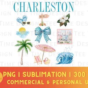 Charleston png, Beach png, Charleston South Carolina png, destination wedding, bachelorette party, Girls Trip png, trendy design, preppy png