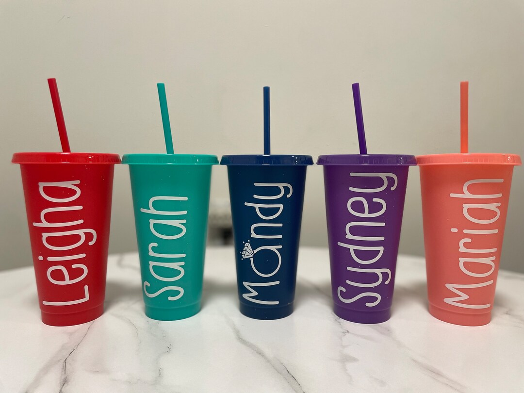 Personalized Cold Cup With Lid and Straw 24oz - Etsy