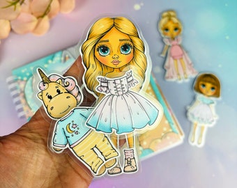 Blythe Paper Doll Dresses - Girls Book, Velcro Book, First Learning Folder, Kids Gift, Busy Book for Toddlers, Blythe clothes, Fashionista