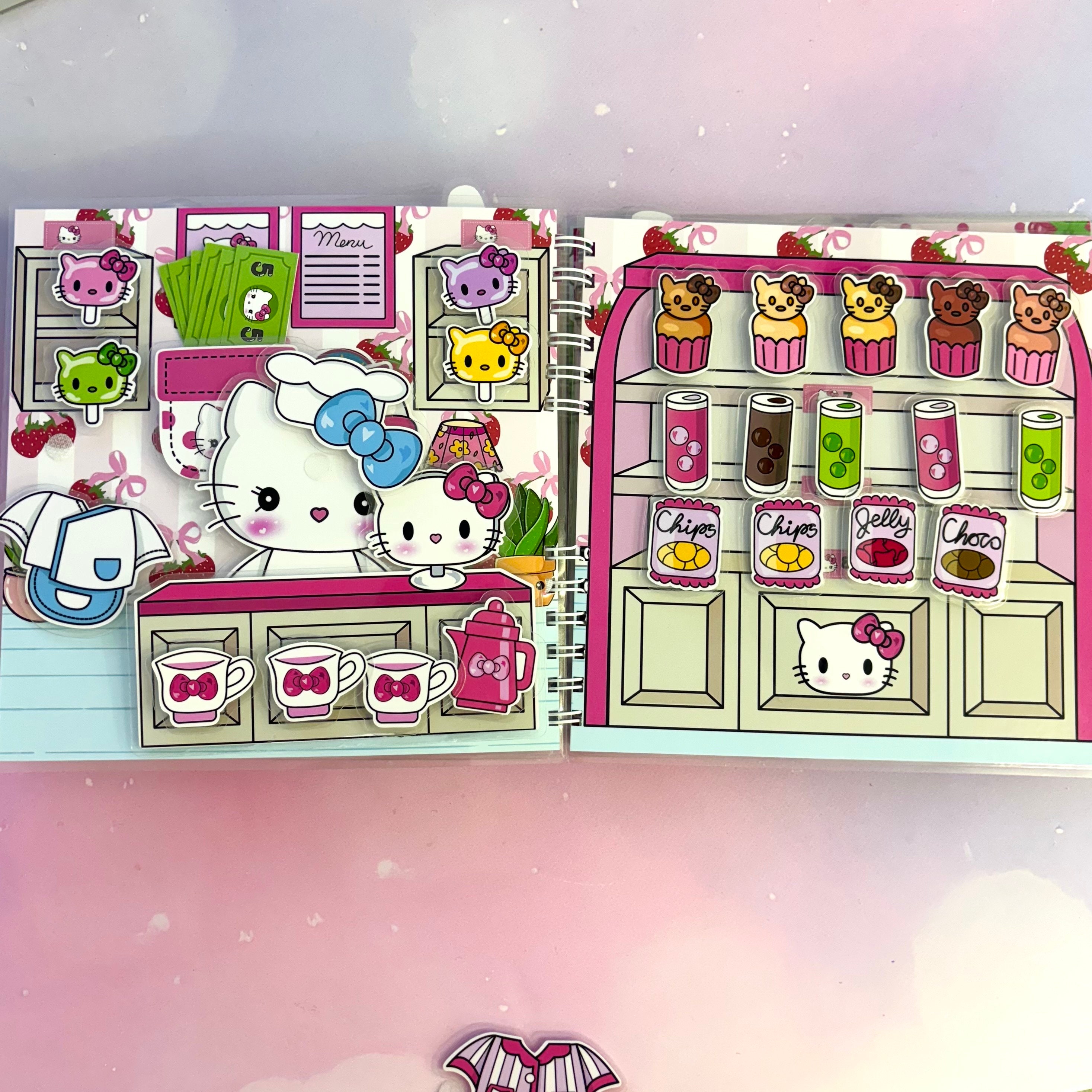 Hello Kitty, Pinr Cat, Reusable Book Fully Assembled, Fun Quiet