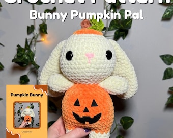 Pumpkin Bunny Crochet Pattern, Halloween Bunny, Crochet Bunny Pattern, Halloween Crochet Pattern, Cute Crochet, Crochet Plushie Pattern