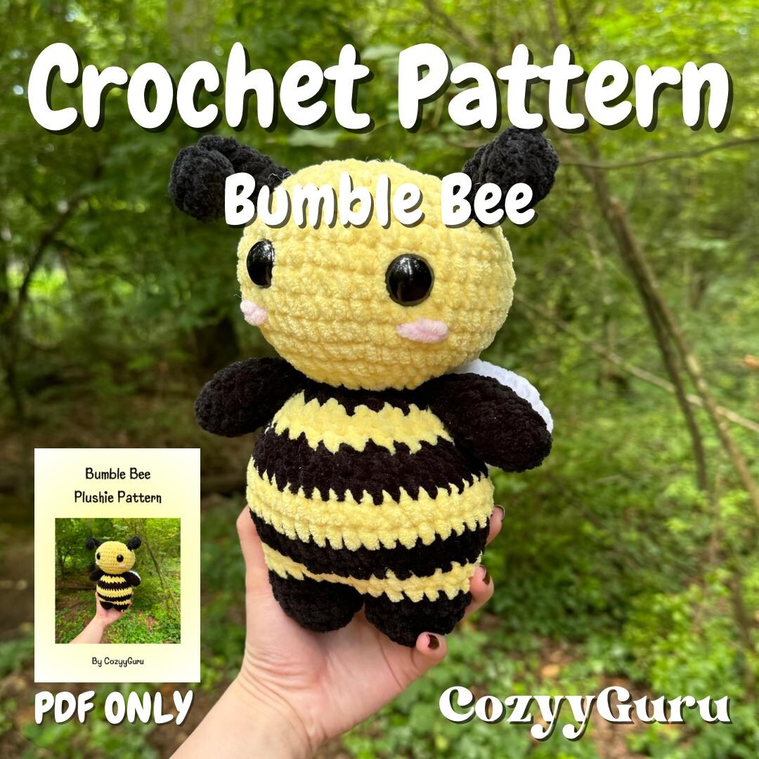 Bumble Bee Plushie PDF Low Sew Crochet Pattern, Crochet Bee Pattern ...