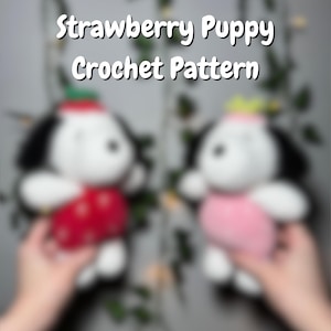 Modèle au crochet fraise chiot, chiot chien au crochet, fraise chien au crochet