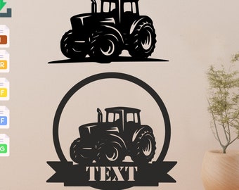 Archivo svg dxf de corte de tractor personalizado, calcomanía de pared, plantilla de silueta en pdf, enrutador de corte cnc, descarga instantánea de vector digital