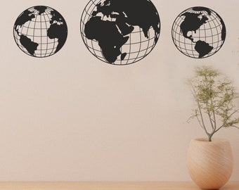 Wereldkaart wereldbol lasergesneden bestand: SVG DXF-vectorsjabloon (digitale download)