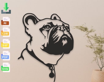 Lasergesneden bestand Franse bulldog: SVG DXF-vector (digitale download)