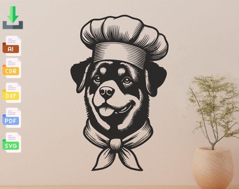 Chef Rottweiler Wall Decor, Laser Cut Files (Digital Download)